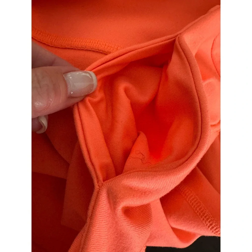 Alo Yoga Womens Goddess Ribbed Leggings Neon Orange Charcoal Grey Size XS
